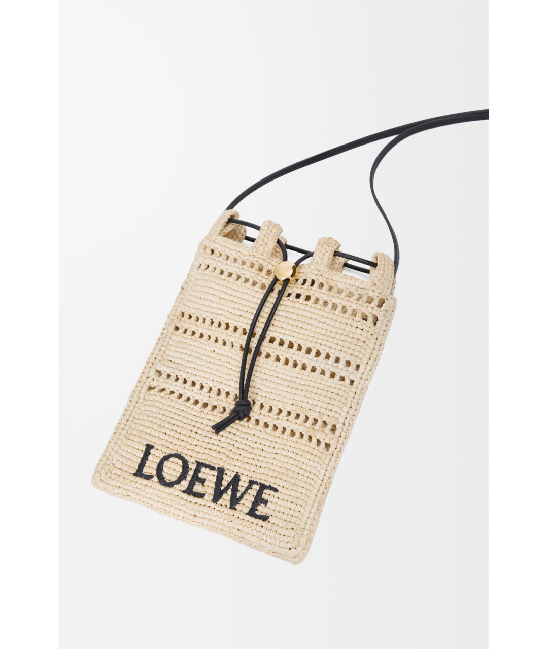 LOEWE Бежевая пелетеная сумка через плечо, фото 5