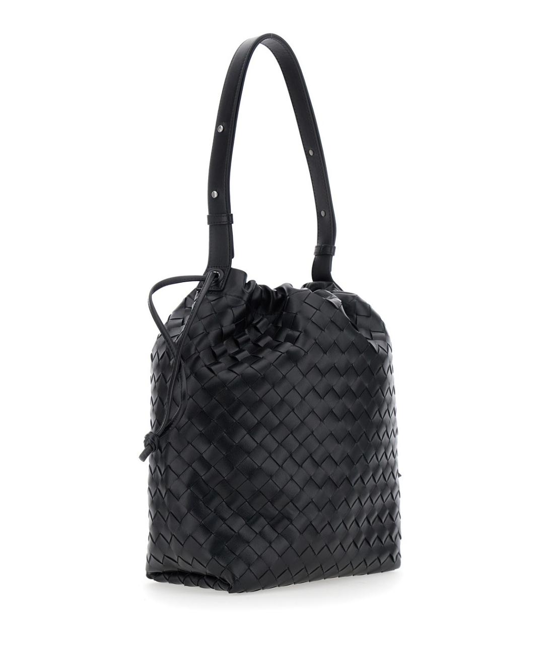 BOTTEGA VENETA Черная кожаная сумка на плечо, фото 4