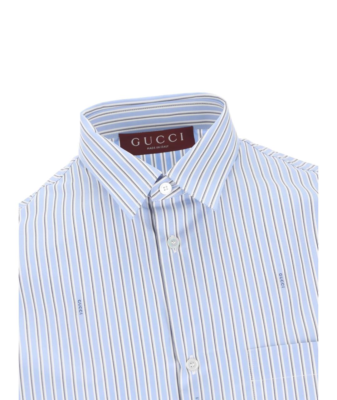 GUCCI Голубая хлопковая кэжуал рубашка, фото 3