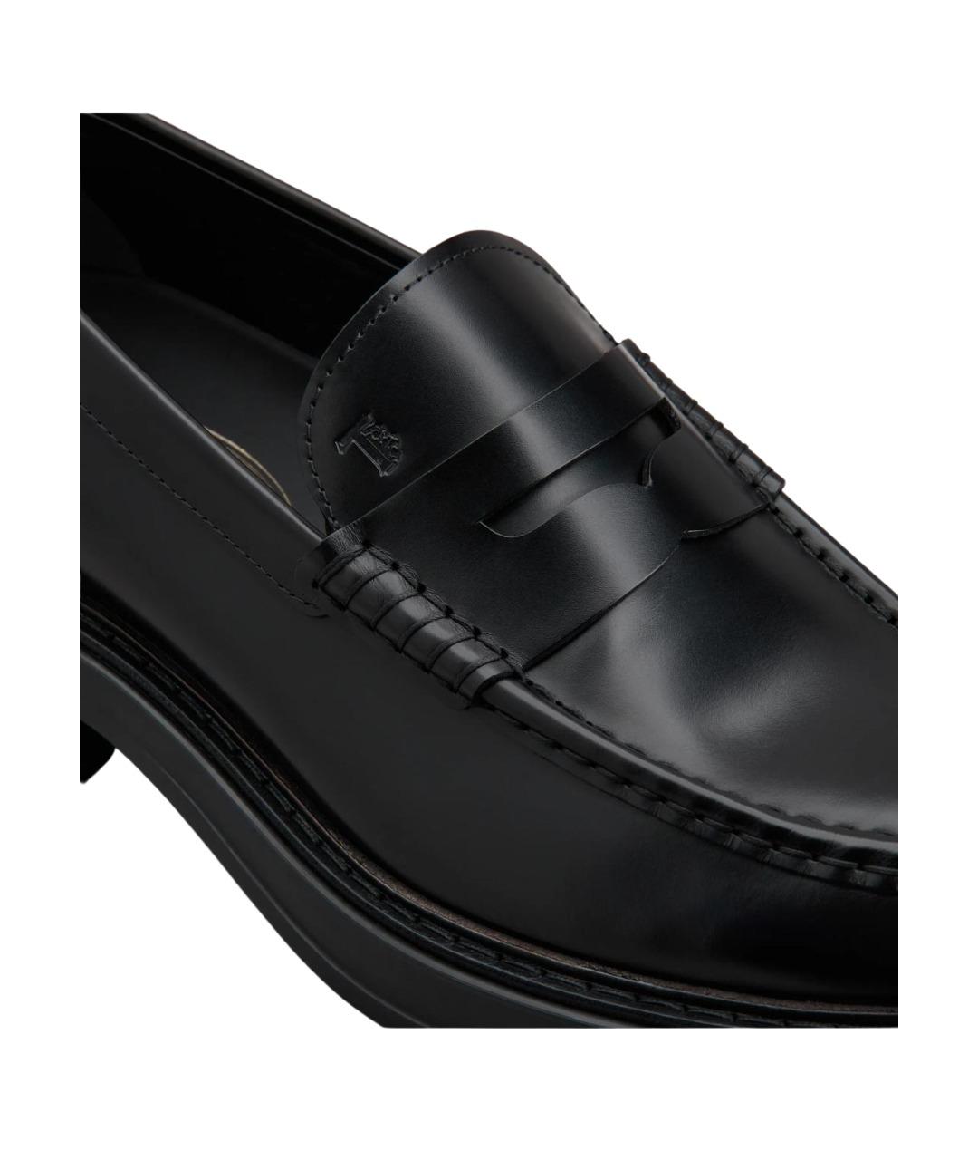 TOD'S Черные кожаные лоферы, фото 5