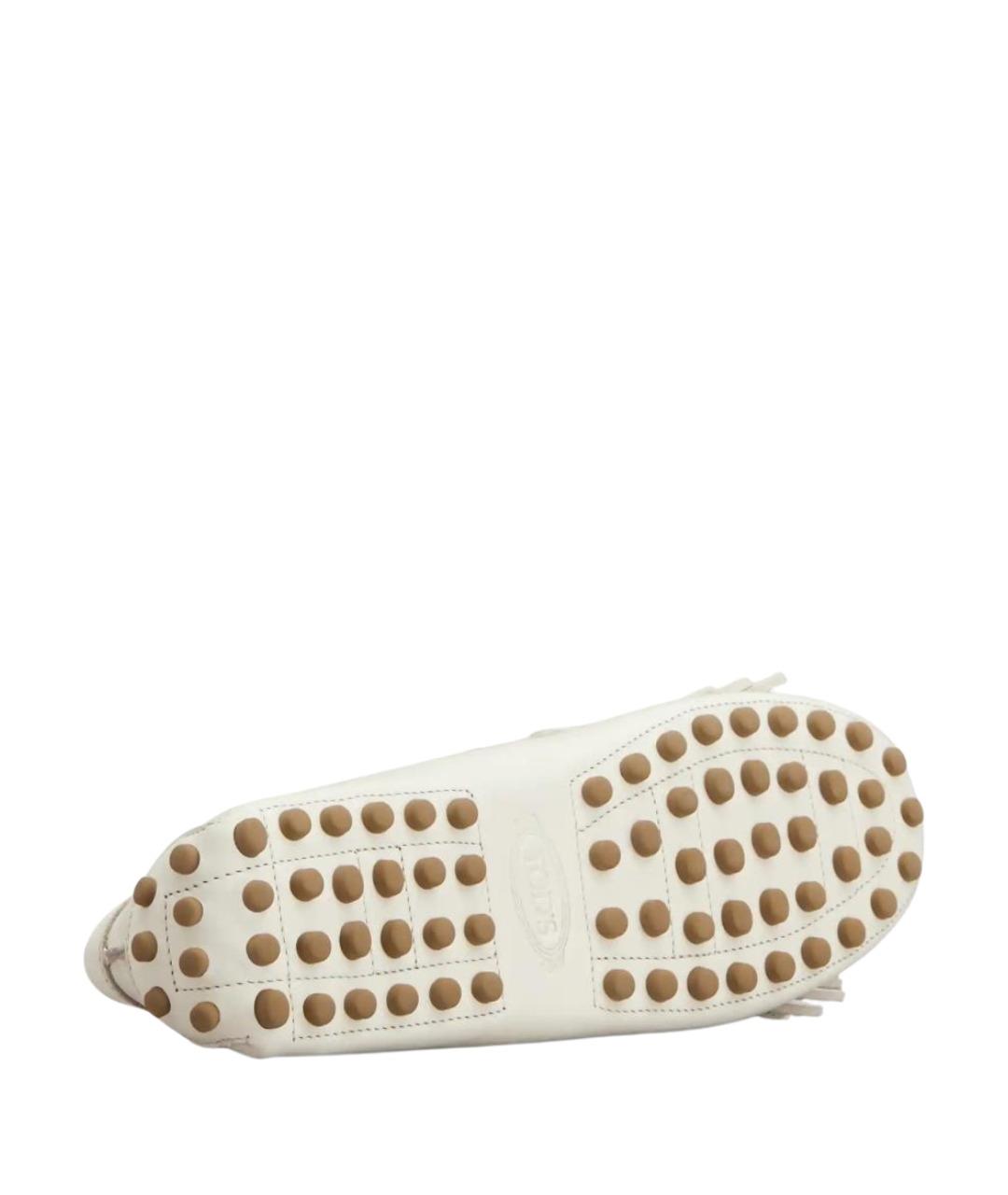 TOD'S Белые кожаные лоферы, фото 4