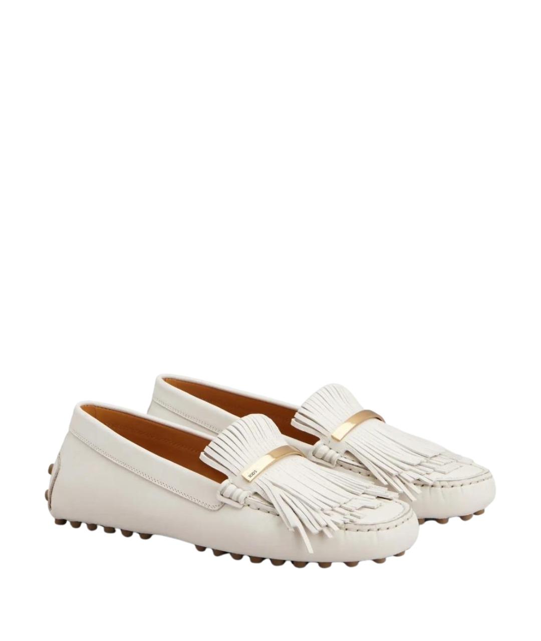 TOD'S Белые кожаные лоферы, фото 2