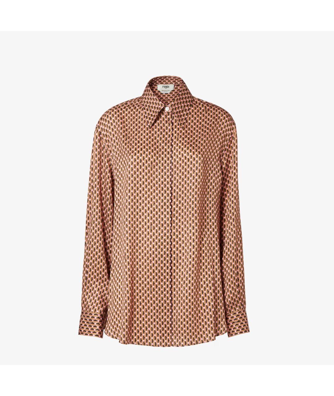 FENDI Коричневая шелковая рубашка, фото 1