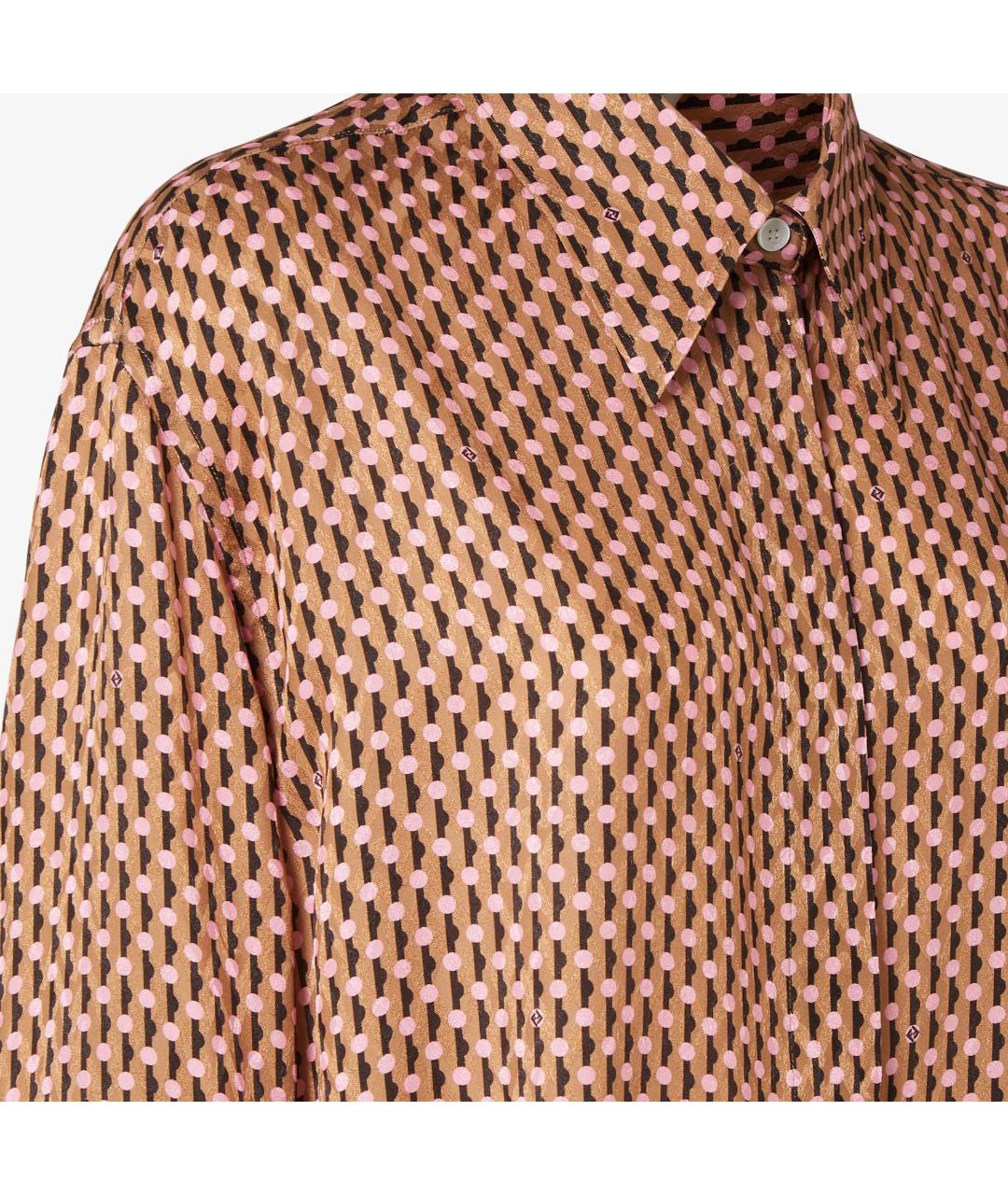 FENDI Коричневая шелковая рубашка, фото 3