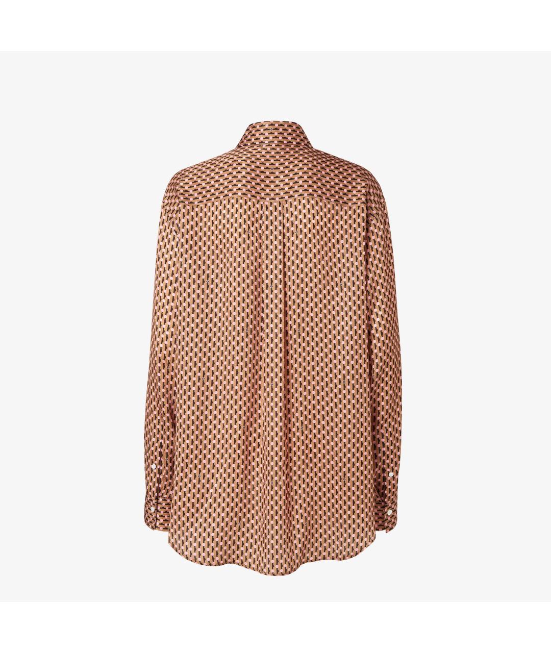 FENDI Коричневая шелковая рубашка, фото 2