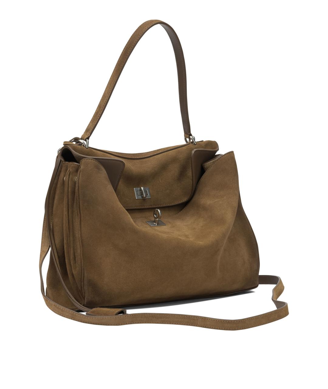 BALENCIAGA Коричневая замшевая сумка тоут, фото 2