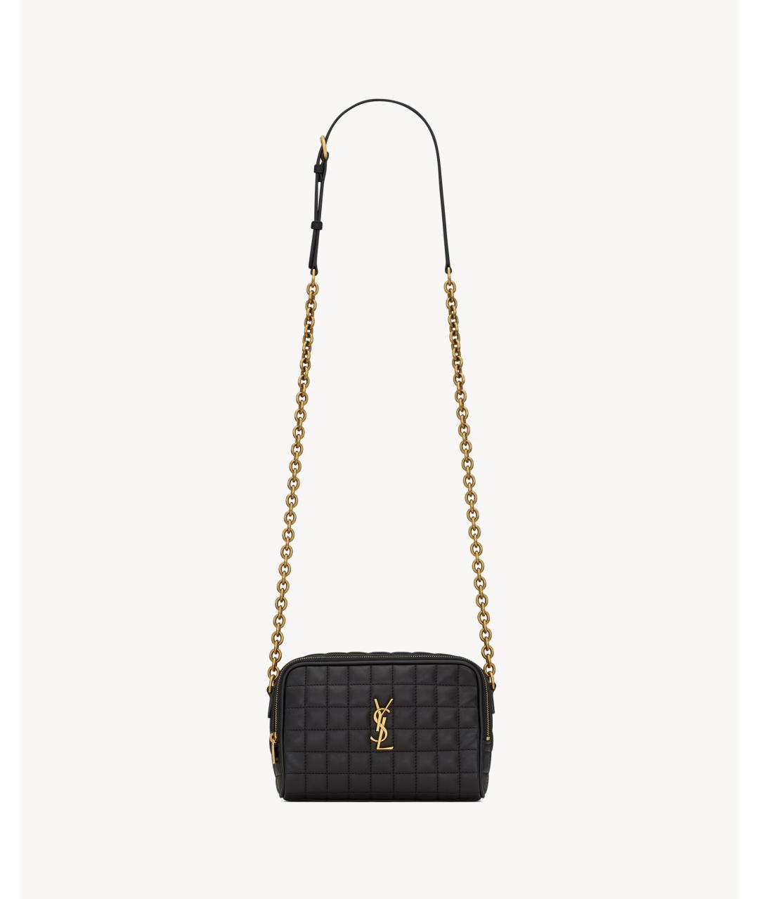SAINT LAURENT Черная кожаная сумка через плечо, фото 1
