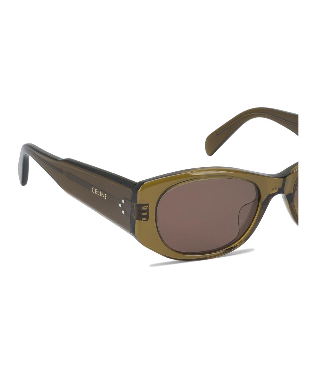 CELINE Хаки пластиковые солнцезащитные очки, фото 2