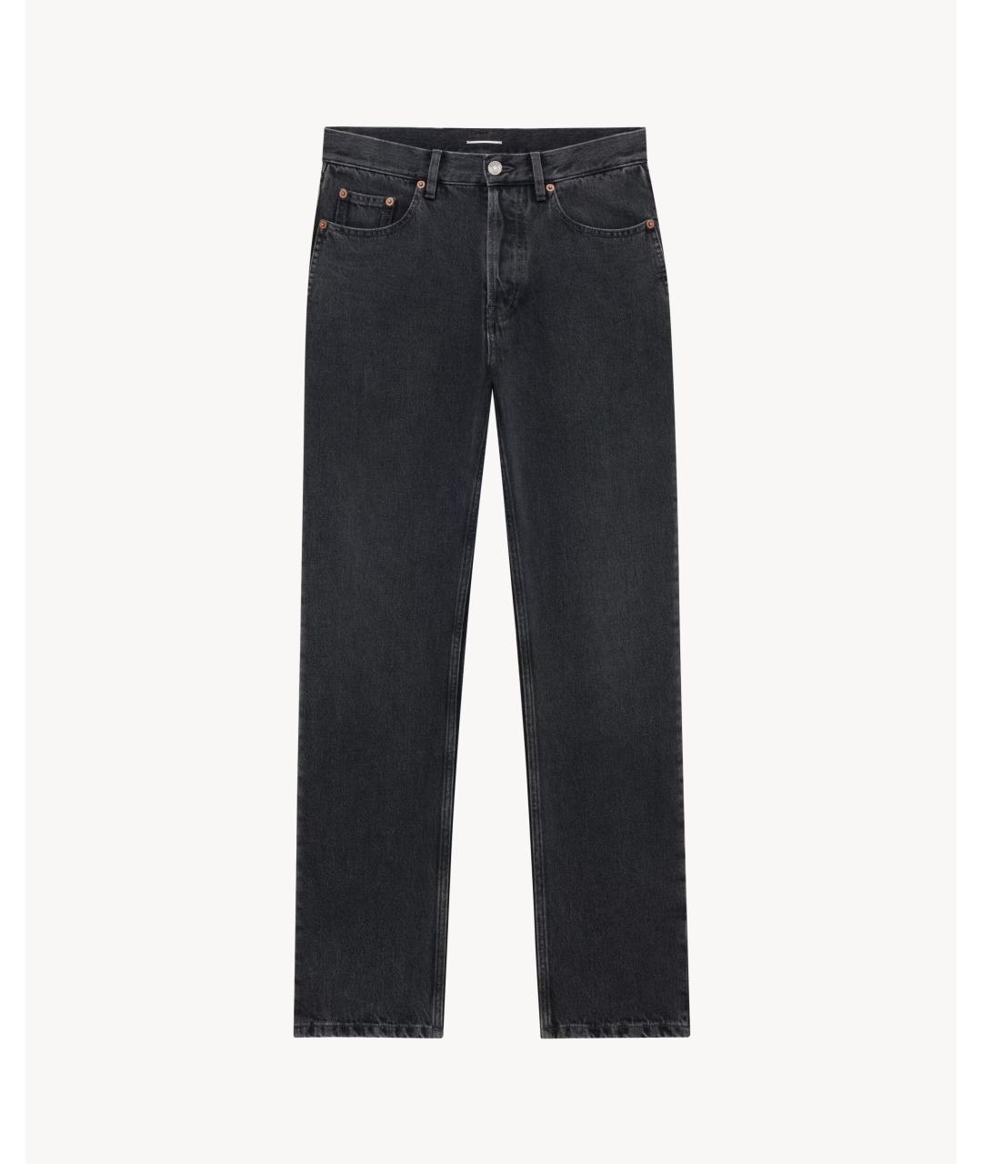 SAINT LAURENT Черные хлопковые прямые джинсы, фото 1