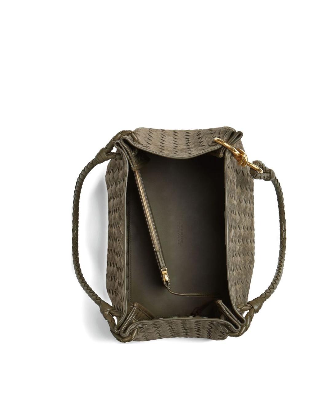 BOTTEGA VENETA Хаки кожаная сумка тоут, фото 3