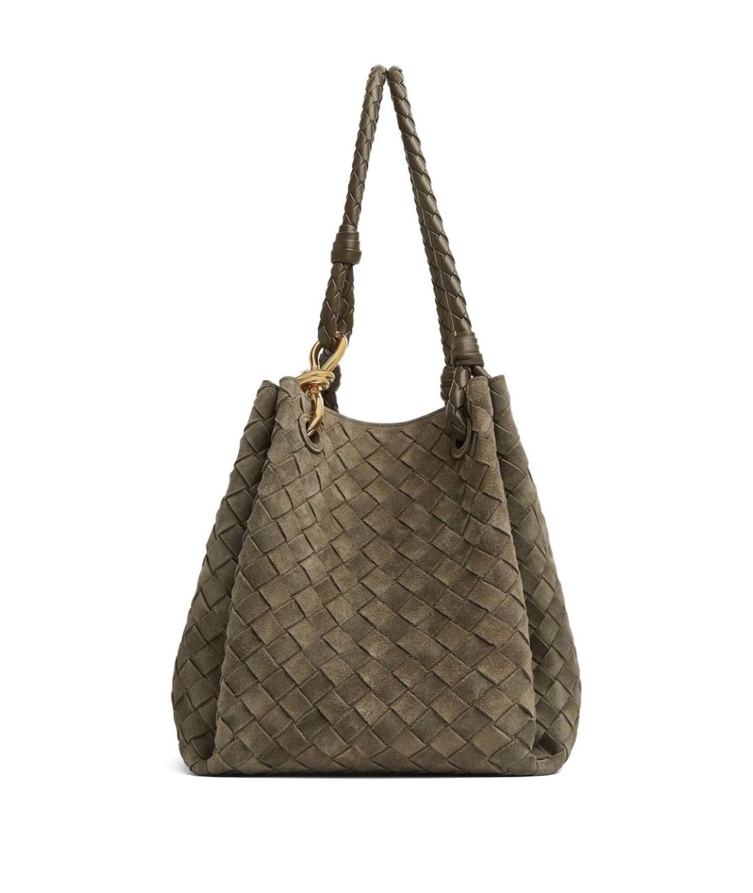BOTTEGA VENETA Хаки кожаная сумка тоут, фото 1