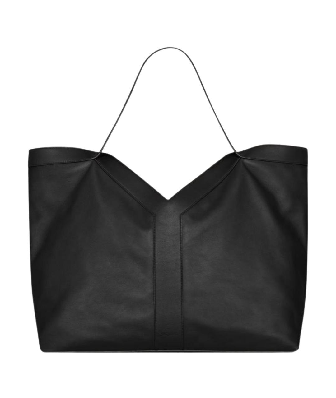 SAINT LAURENT Черная кожаная сумка тоут, фото 1