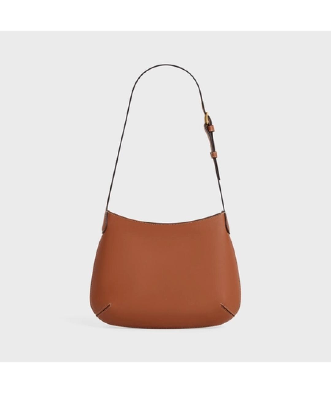 CELINE Коричневая кожаная сумка через плечо, фото 2