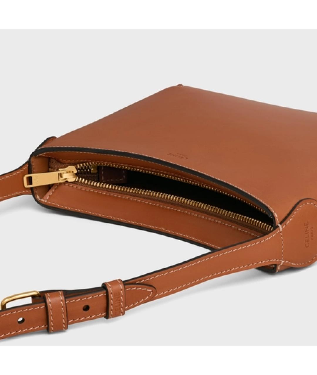 CELINE Коричневая кожаная сумка через плечо, фото 4