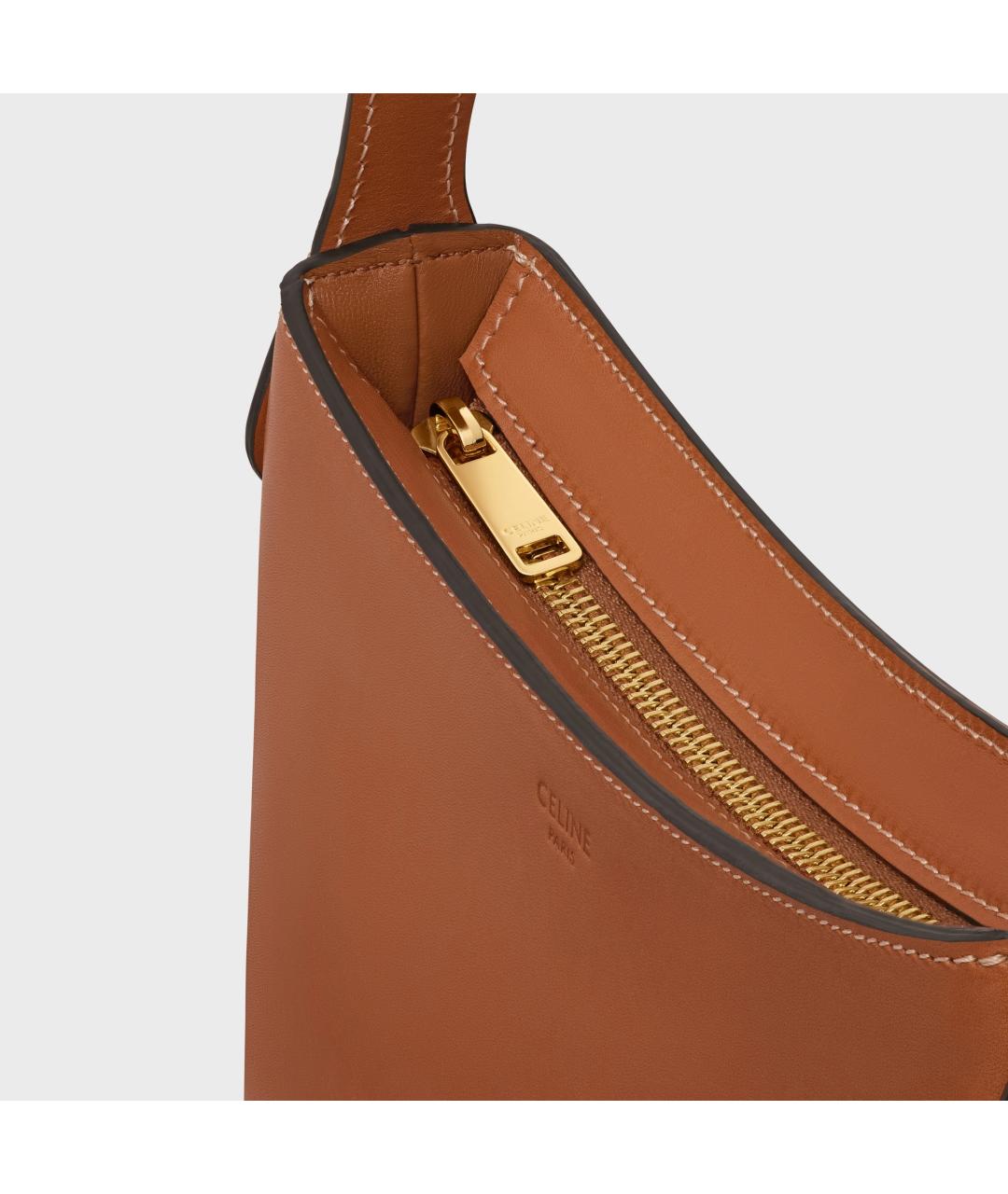 CELINE Коричневая кожаная сумка через плечо, фото 5