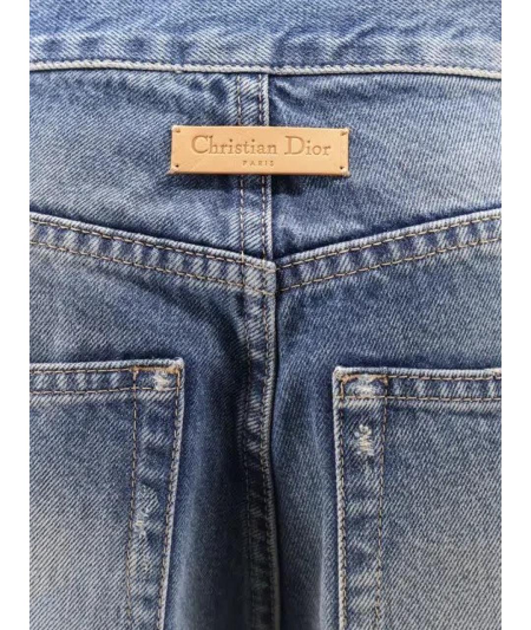 CHRISTIAN DIOR Синие хлопковые прямые джинсы, фото 3