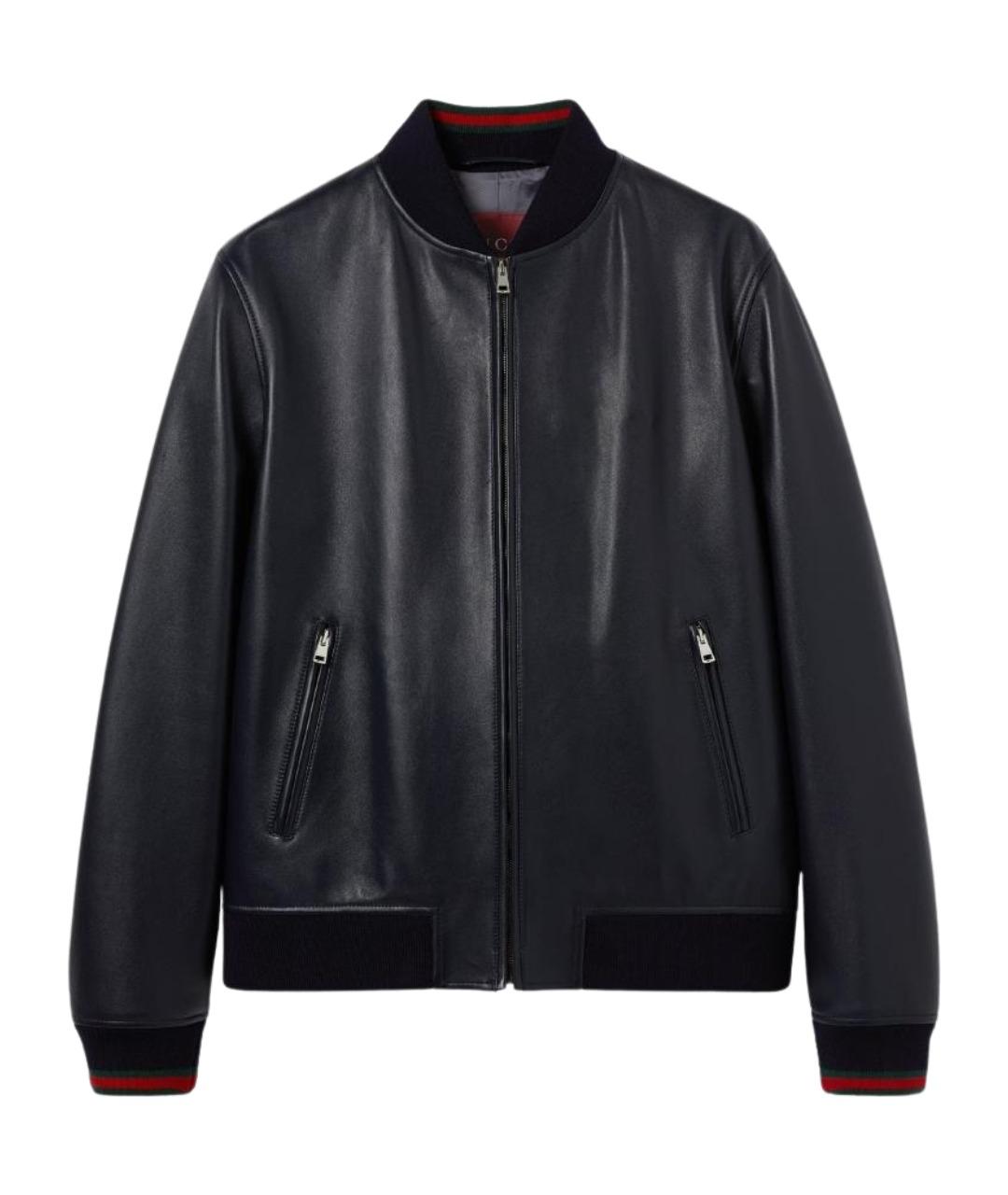 GUCCI Темно-синяя кожаная куртка, фото 1