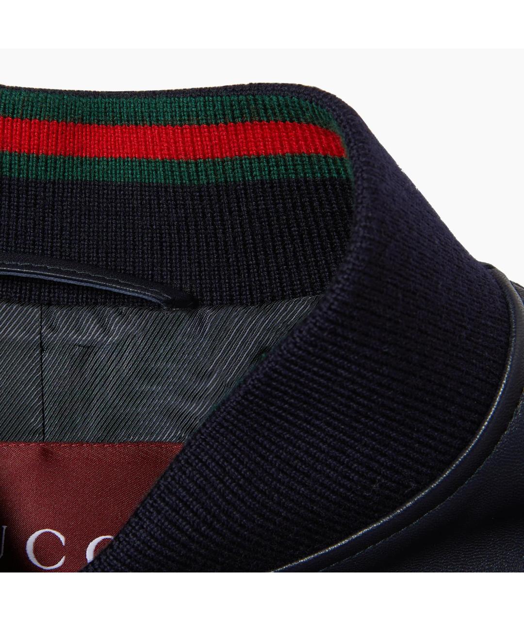 GUCCI Темно-синяя кожаная куртка, фото 3