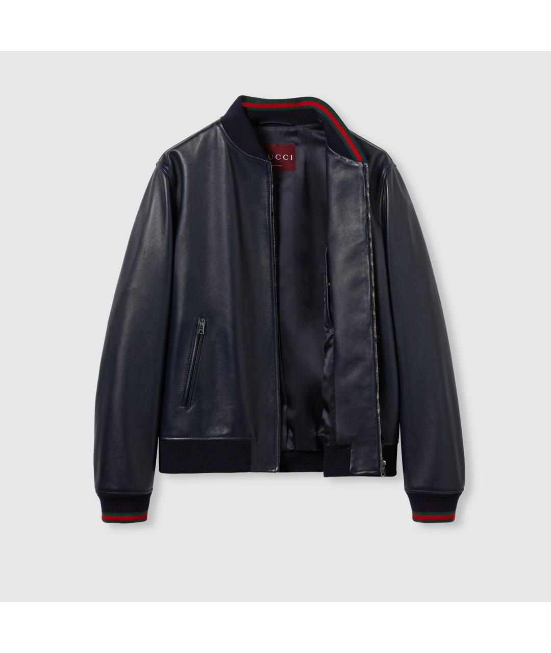 GUCCI Темно-синяя кожаная куртка, фото 2