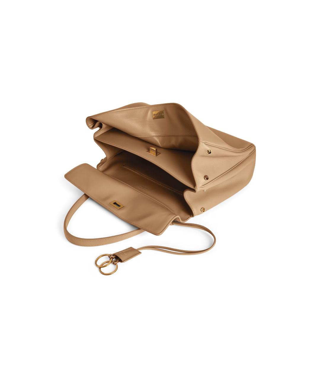 BALENCIAGA Бежевая кожаная сумка через плечо, фото 3