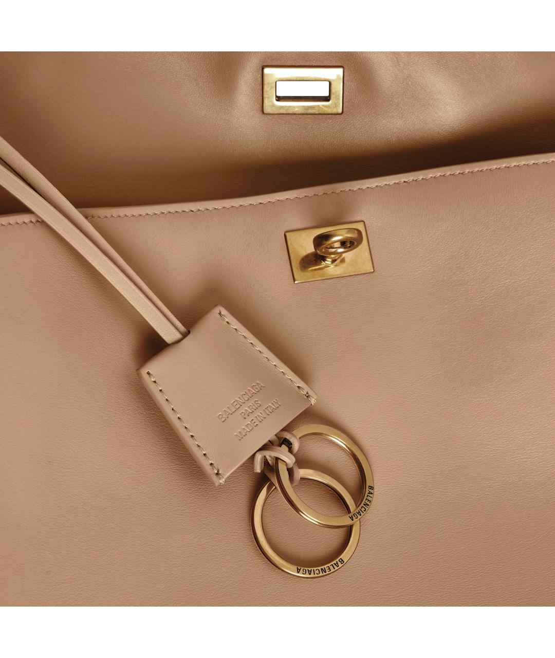 BALENCIAGA Бежевая кожаная сумка через плечо, фото 6