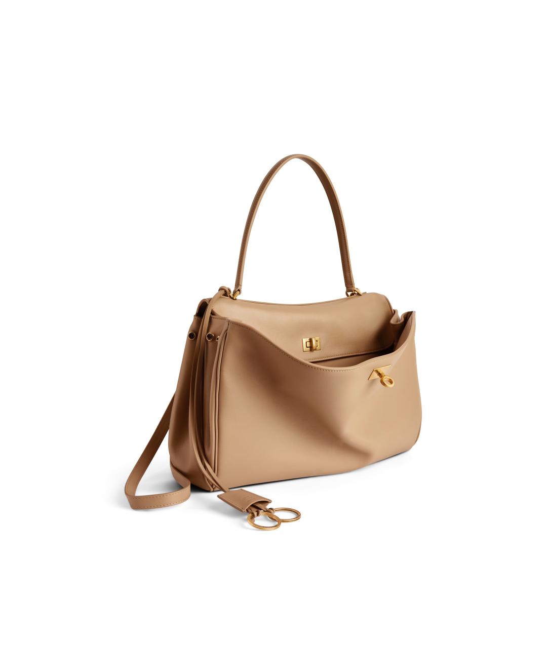 BALENCIAGA Бежевая кожаная сумка через плечо, фото 5