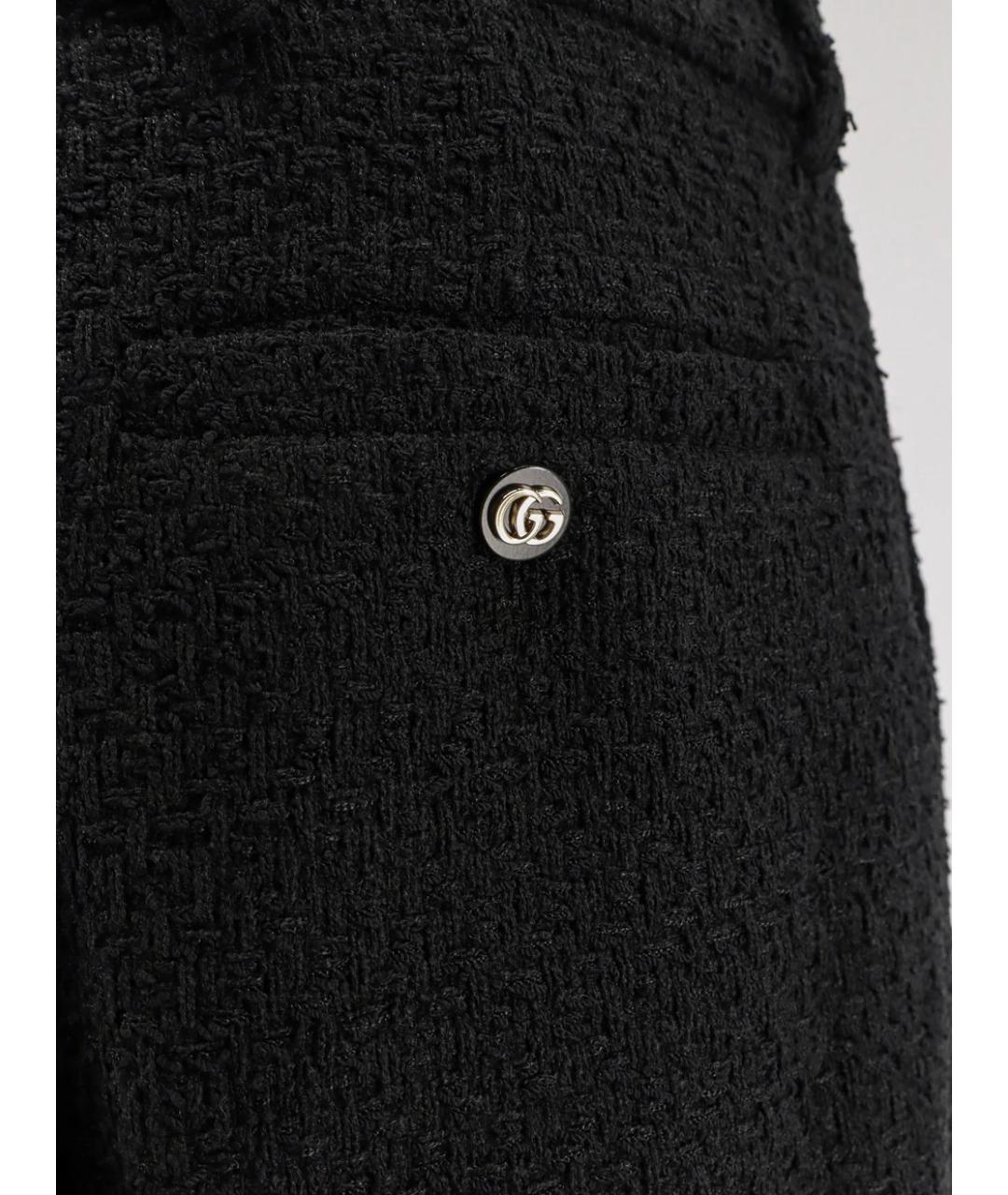 GUCCI Черные шерстяные прямые брюки, фото 2