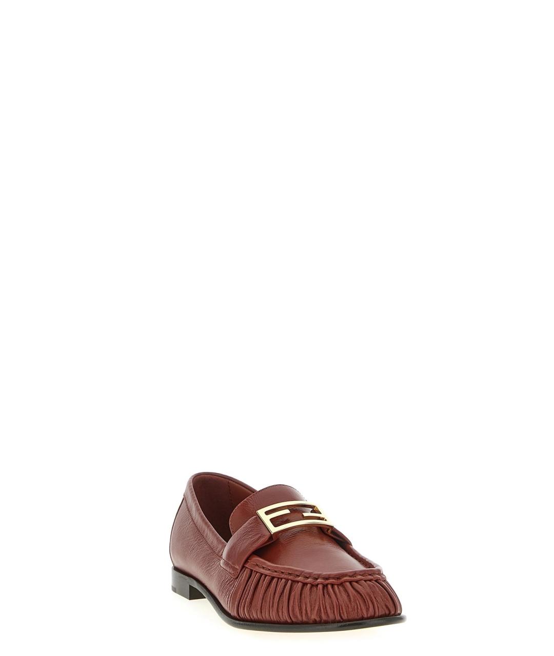 FENDI Коричневые кожаные лоферы, фото 2