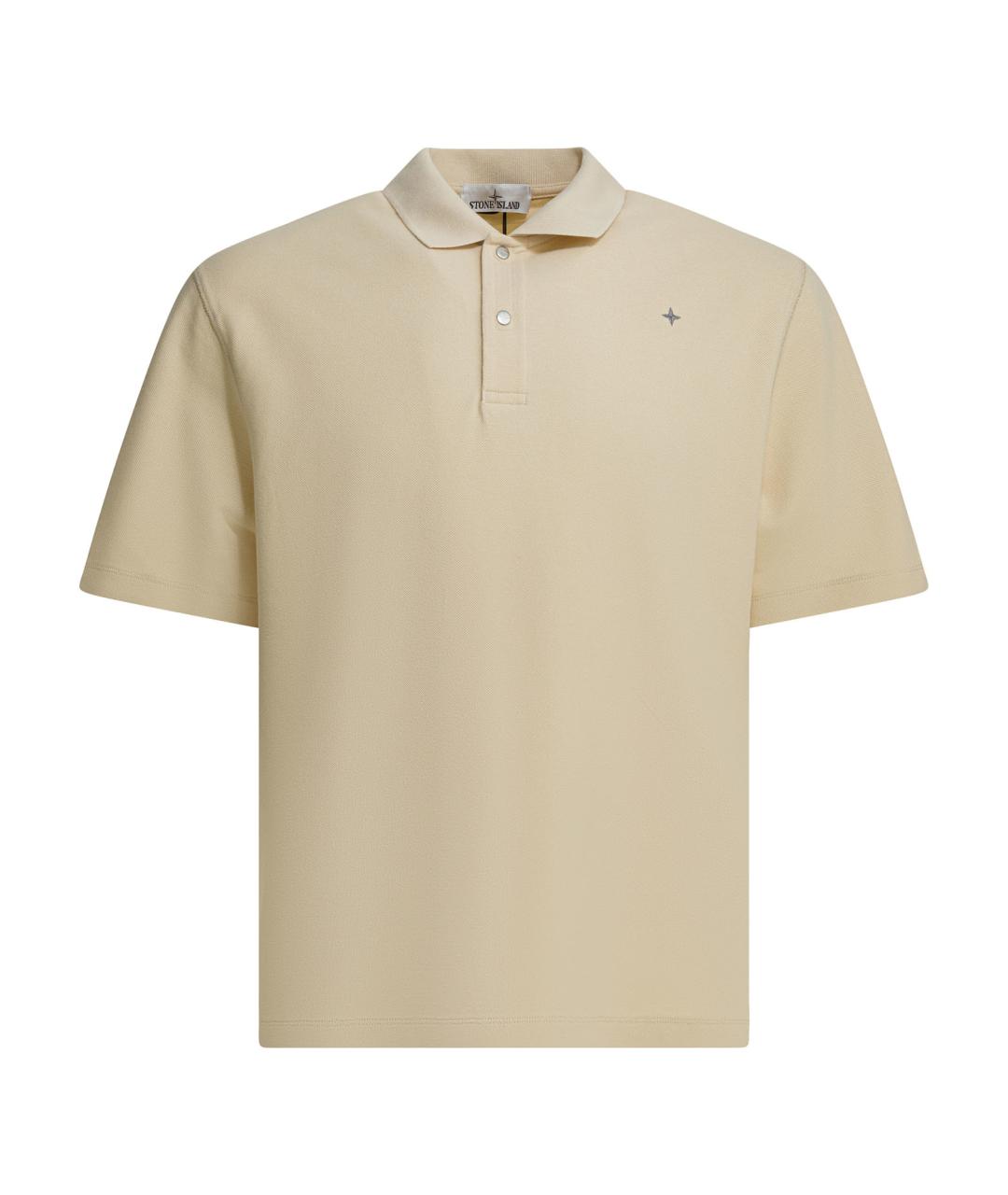 STONE ISLAND Бежевое хлопковое поло с коротким рукавом, фото 1