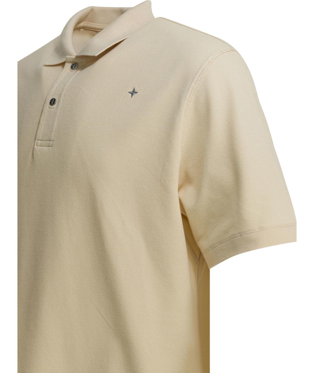 STONE ISLAND Бежевое хлопковое поло с коротким рукавом, фото 4