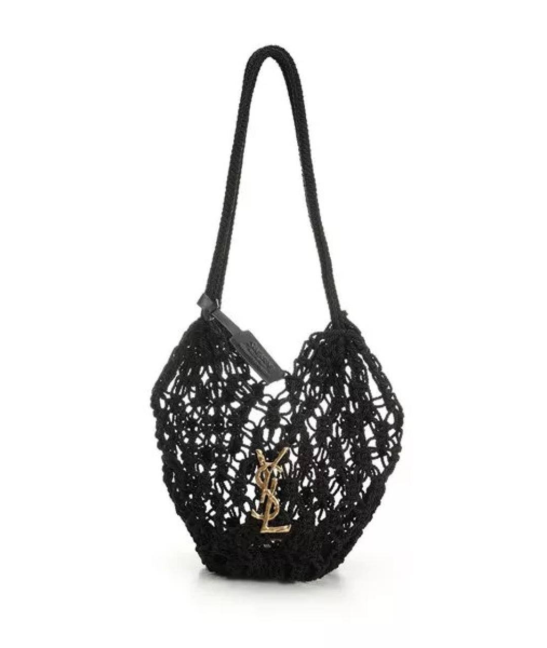 SAINT LAURENT Черная тканевая сумка через плечо, фото 2