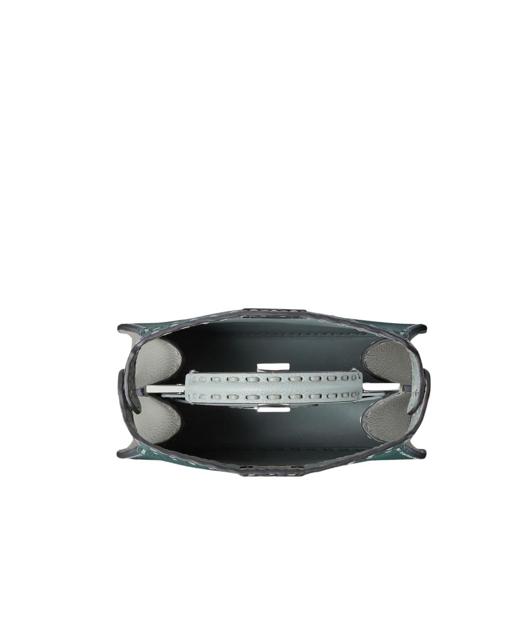 FENDI Зеленая кожаная сумка с короткими ручками, фото 4