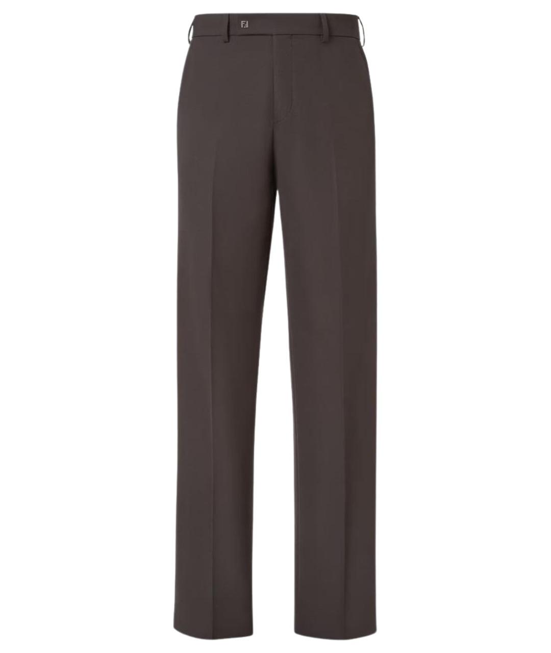 FENDI Черные шерстяные повседневные брюки, фото 1