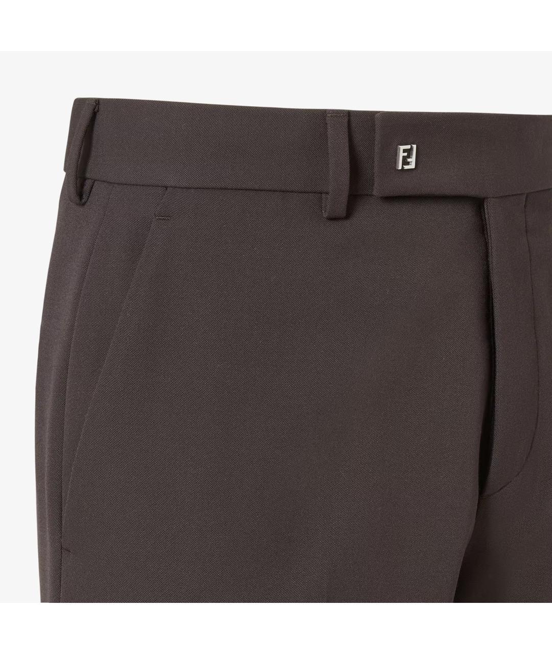 FENDI Черные шерстяные повседневные брюки, фото 3