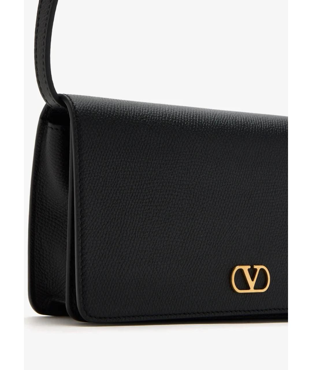 VALENTINO Черная кожаная сумка через плечо, фото 2