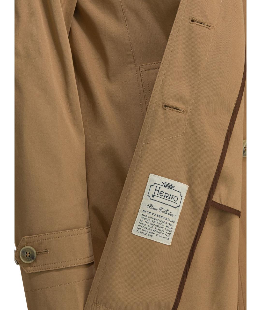 HERNO Бежевый хлопковый тренч/плащ, фото 4