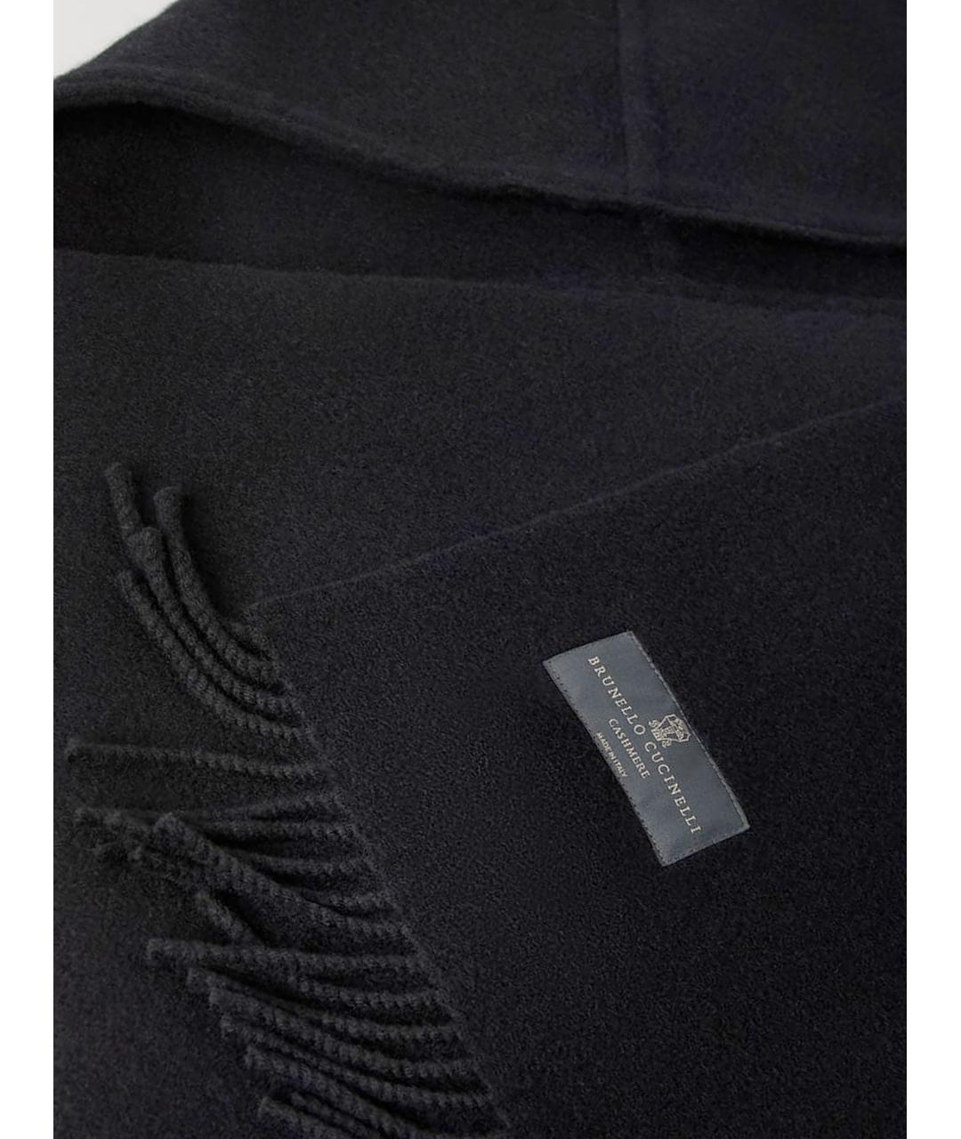 BRUNELLO CUCINELLI Черный шерстяной шарф, фото 2