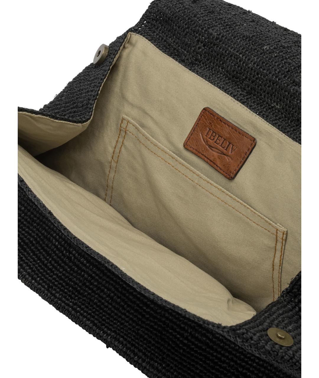 IBELIV Черная пелетеная сумка с короткими ручками, фото 5