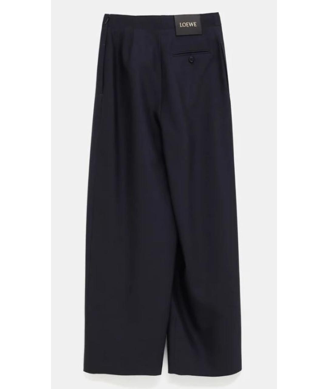 LOEWE Синие шерстяные прямые брюки, фото 2