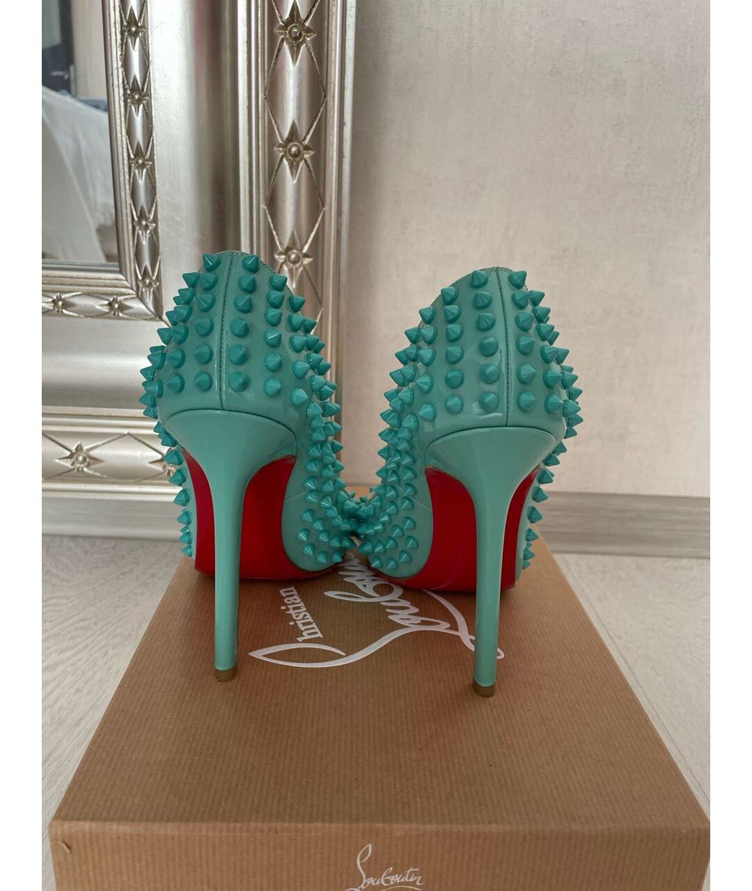 CHRISTIAN LOUBOUTIN Бирюзовые туфли из лакированной кожи, фото 3