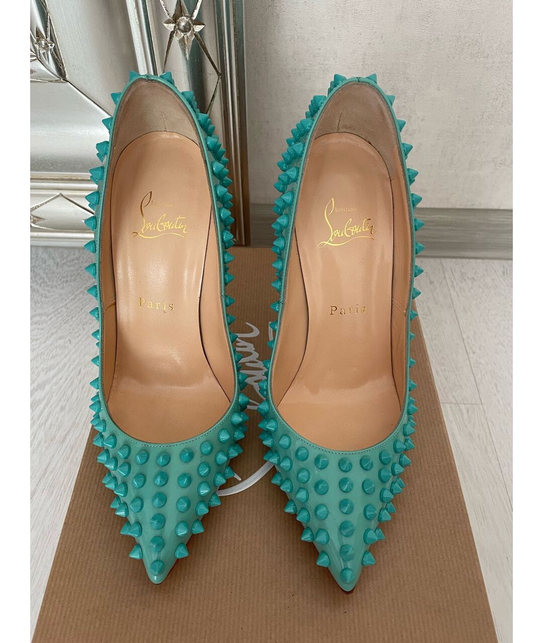 CHRISTIAN LOUBOUTIN Бирюзовые туфли из лакированной кожи, фото 4