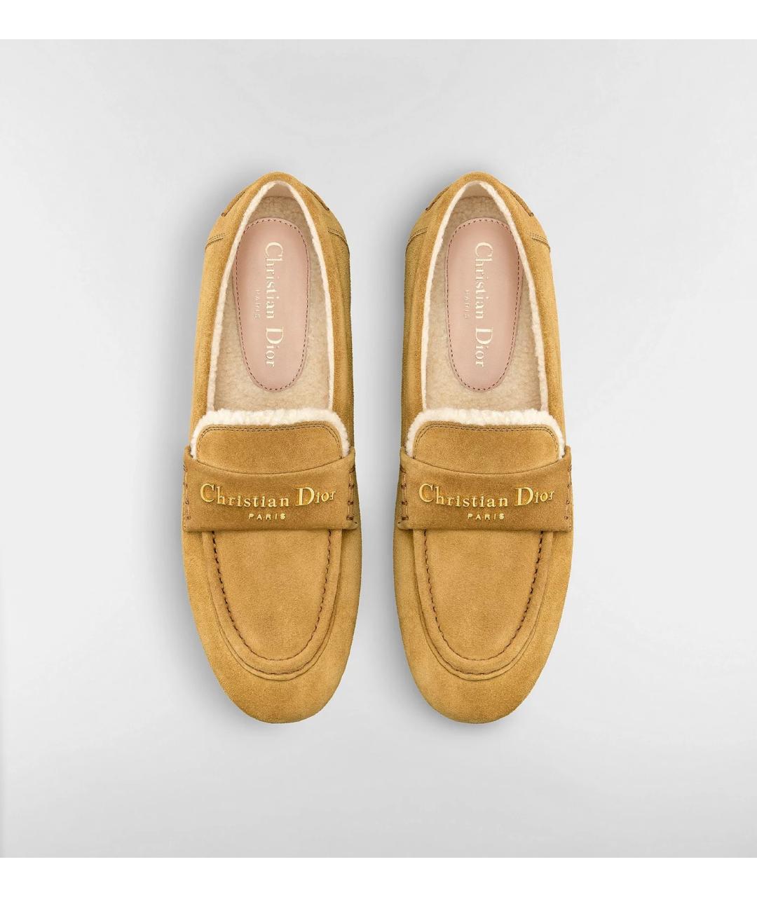 CHRISTIAN DIOR Бежевые замшевые лоферы, фото 3