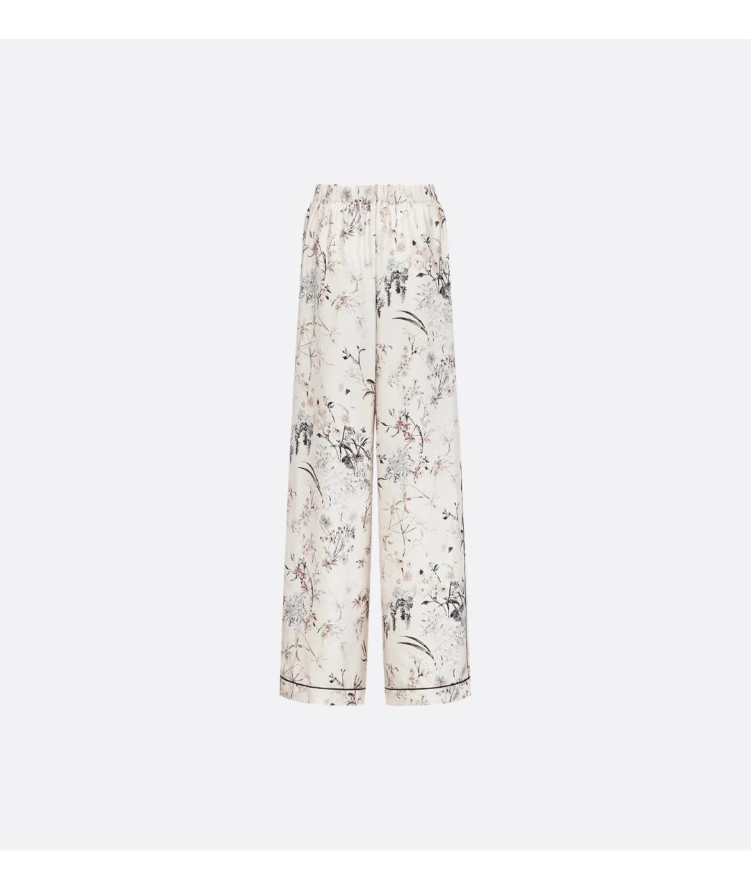 CHRISTIAN DIOR Белые шелковые прямые брюки, фото 2