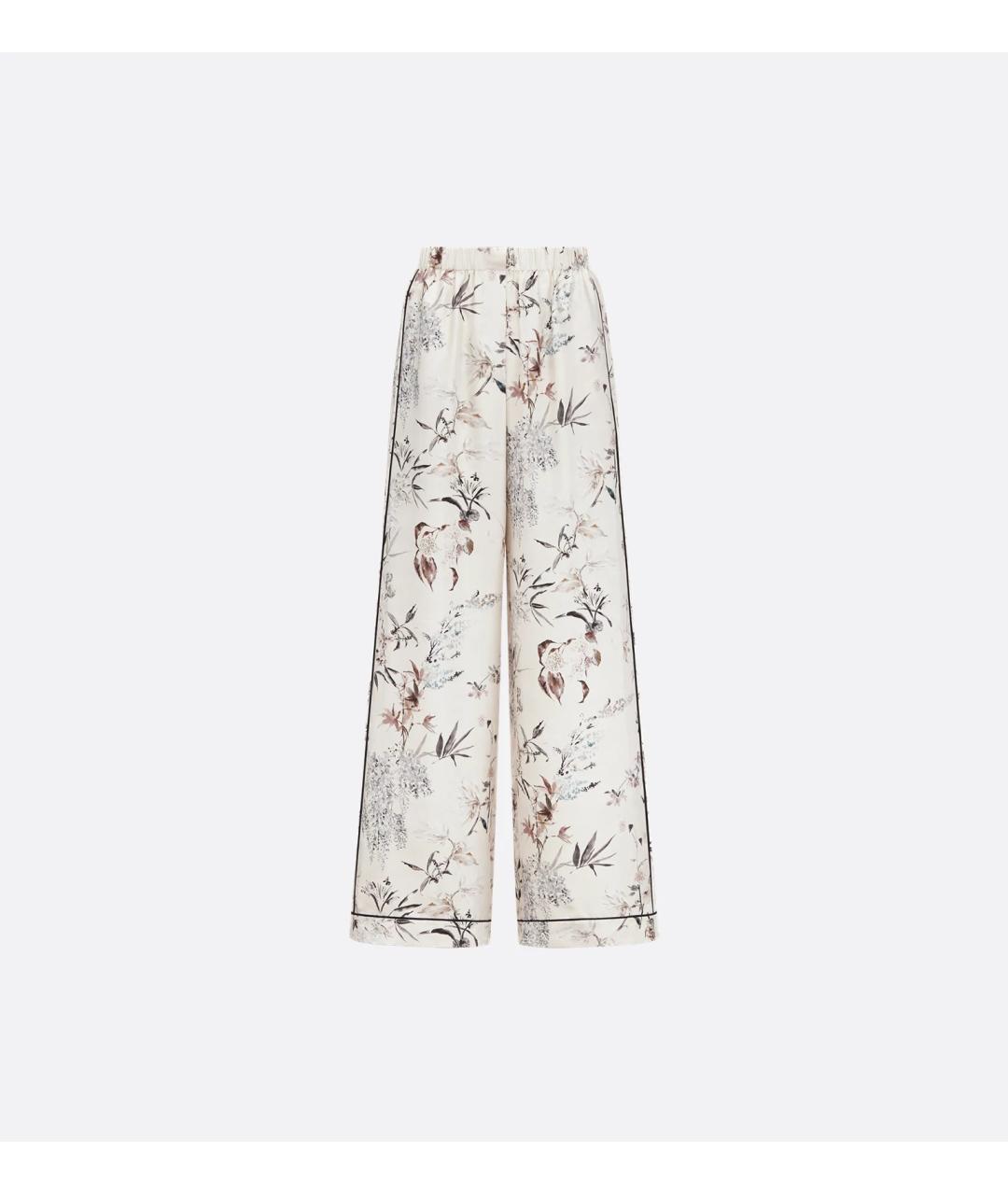 CHRISTIAN DIOR Белые шелковые прямые брюки, фото 1