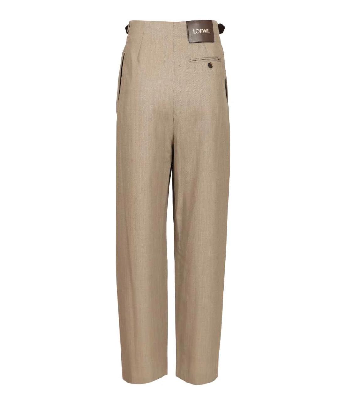 LOEWE Бежевые шерстяные прямые брюки, фото 2