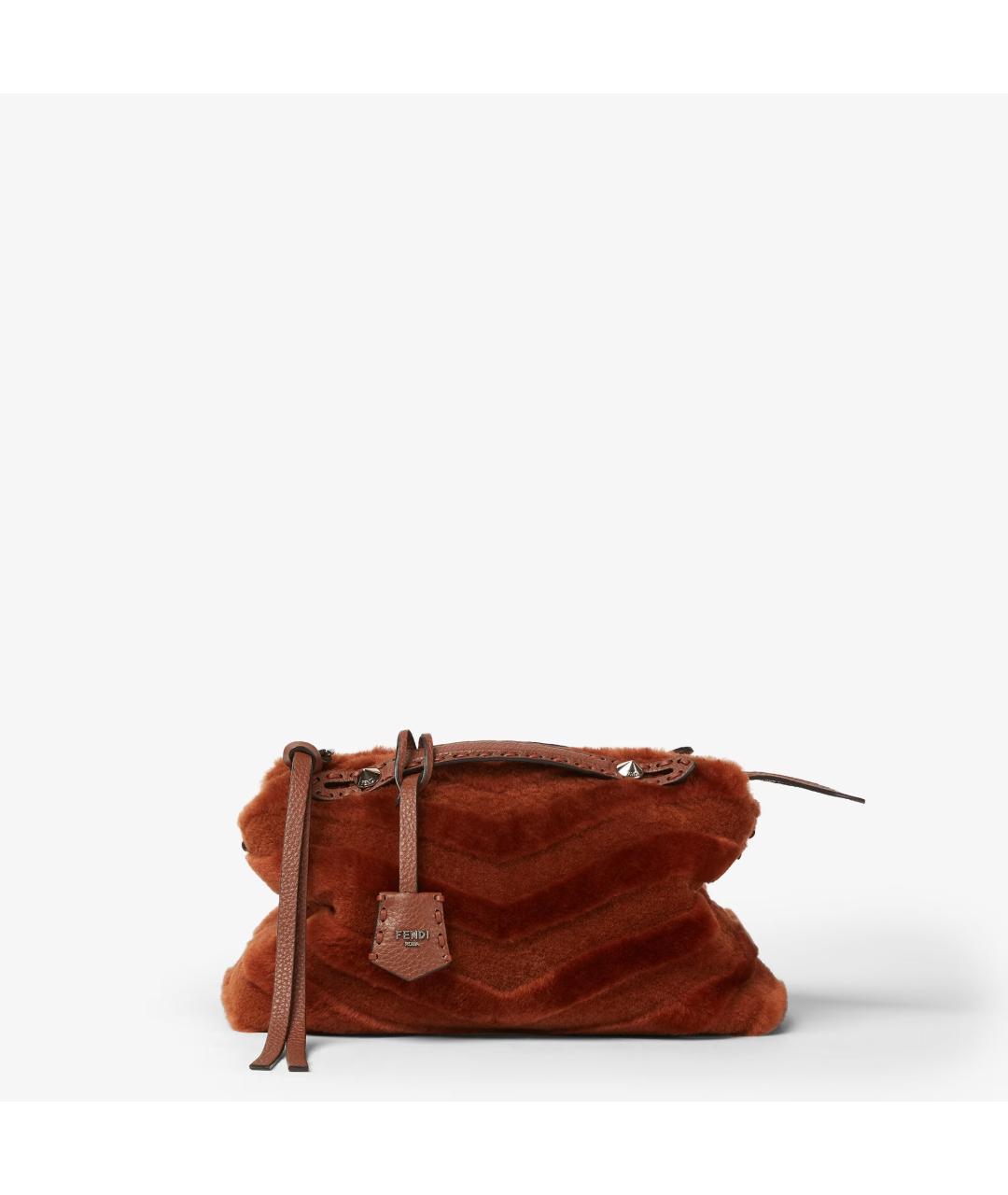 FENDI Красная меховая сумка через плечо, фото 1