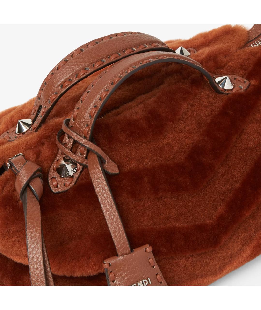 FENDI Красная меховая сумка через плечо, фото 5
