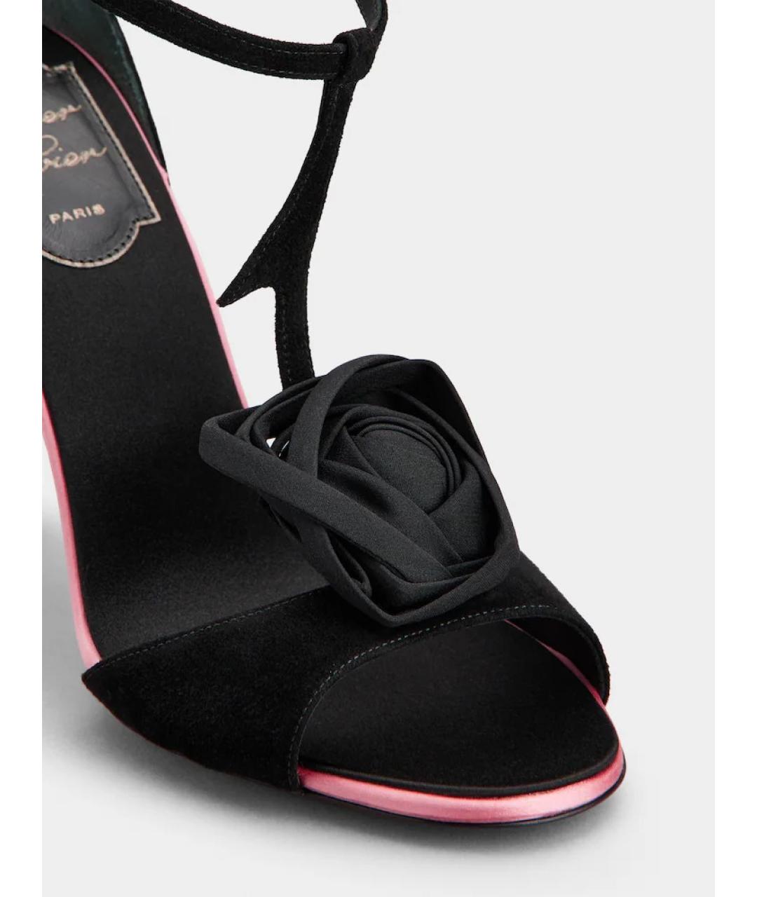 ROGER VIVIER Черные кожаные босоножки, фото 7