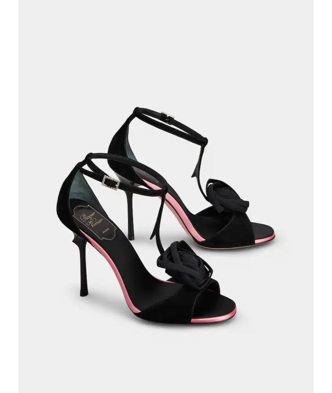 ROGER VIVIER Черные кожаные босоножки, фото 3