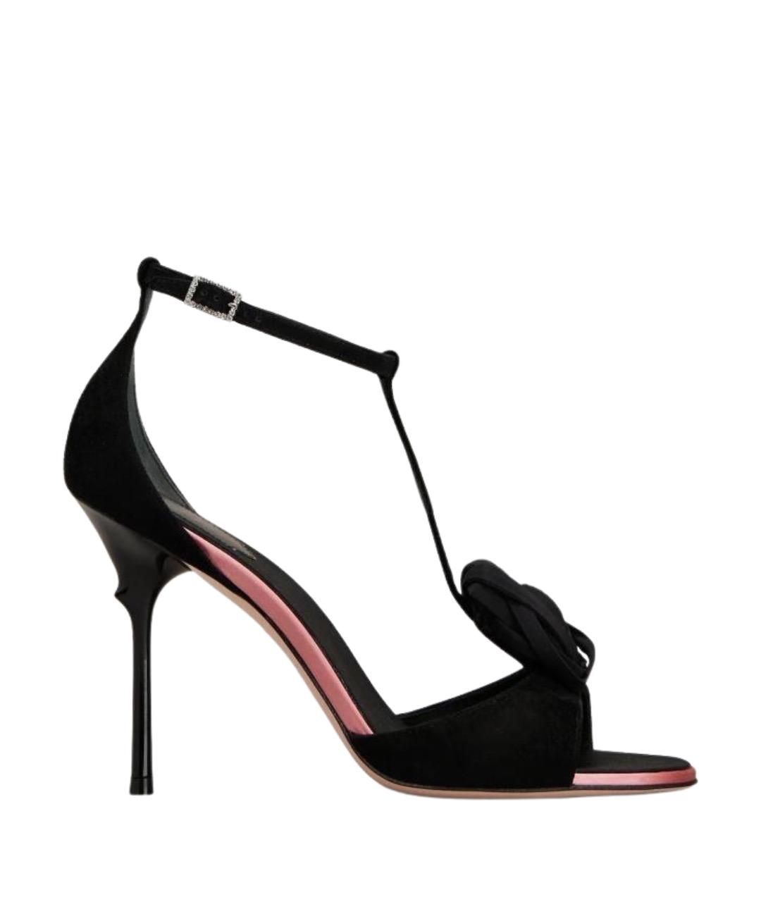 ROGER VIVIER Черные кожаные босоножки, фото 1